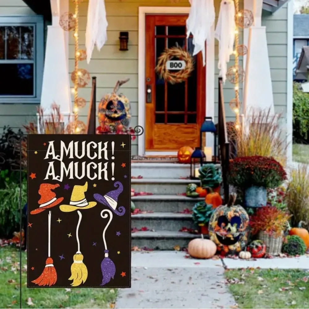 AMUCK! AMUCK! HOCUS POCUS HALLOWEEN GARDEN FLAG, NWT
